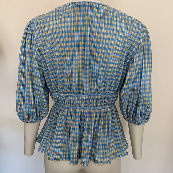 💖 2/$25 Azōe Blue and Yellow Checkered Blouse - Picture 5 of 6